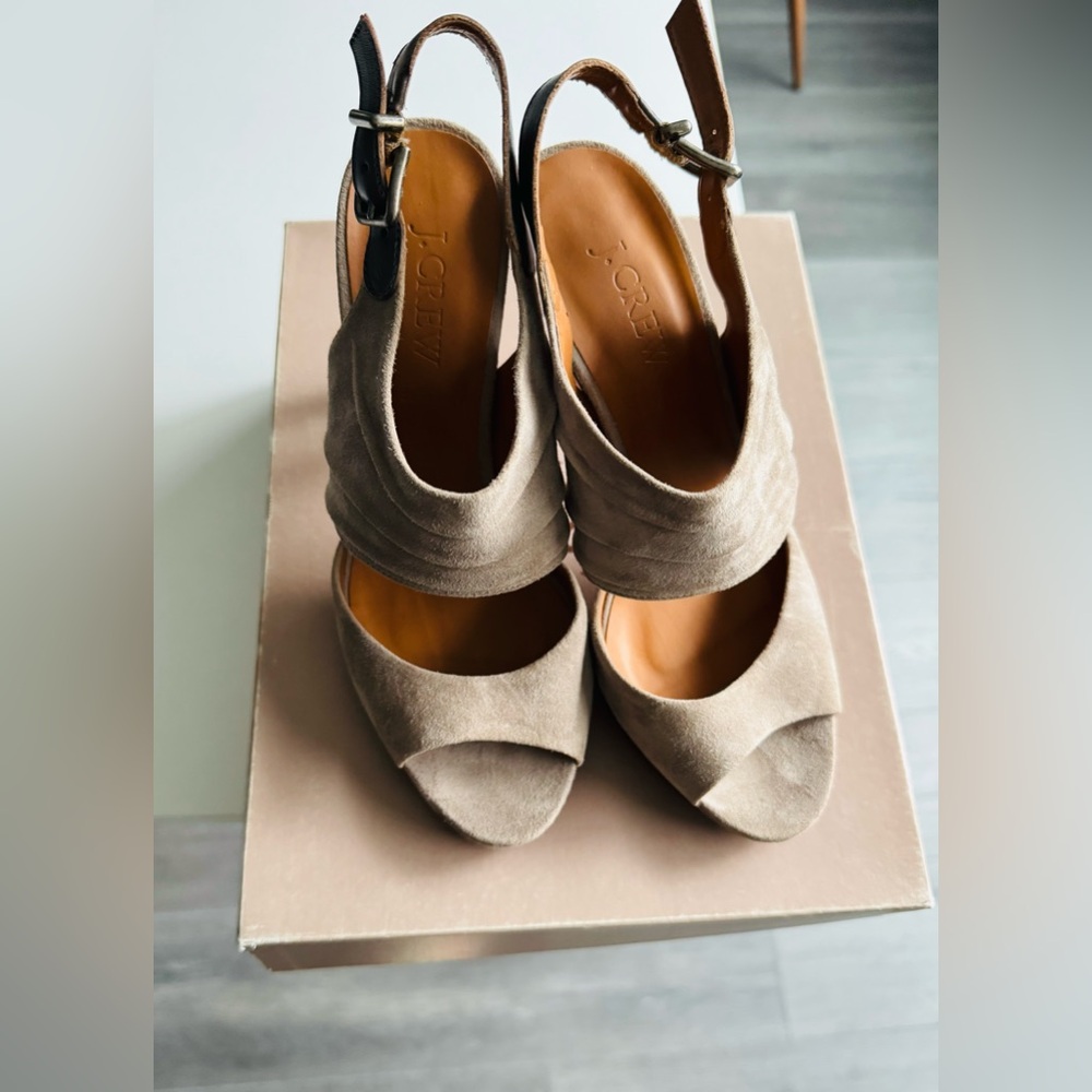 J. CREW Suede Open-Toe Heels - NEW